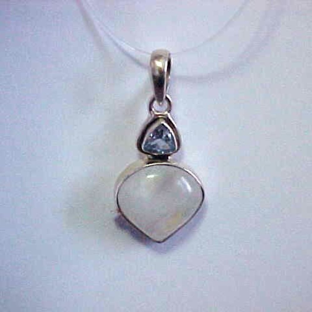 Sterling Silver Moonstone and Blue Topaz Pendant